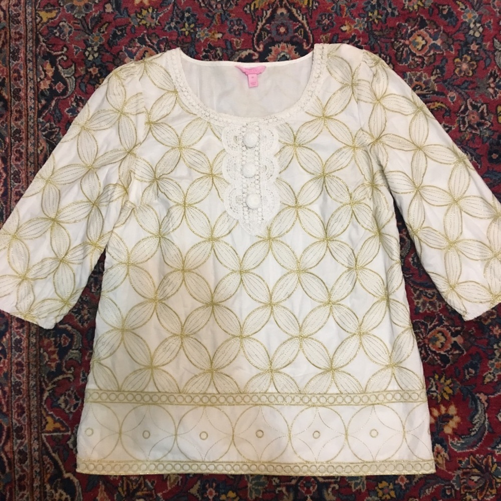 Lilly Pulitzer Gold & White Tunic